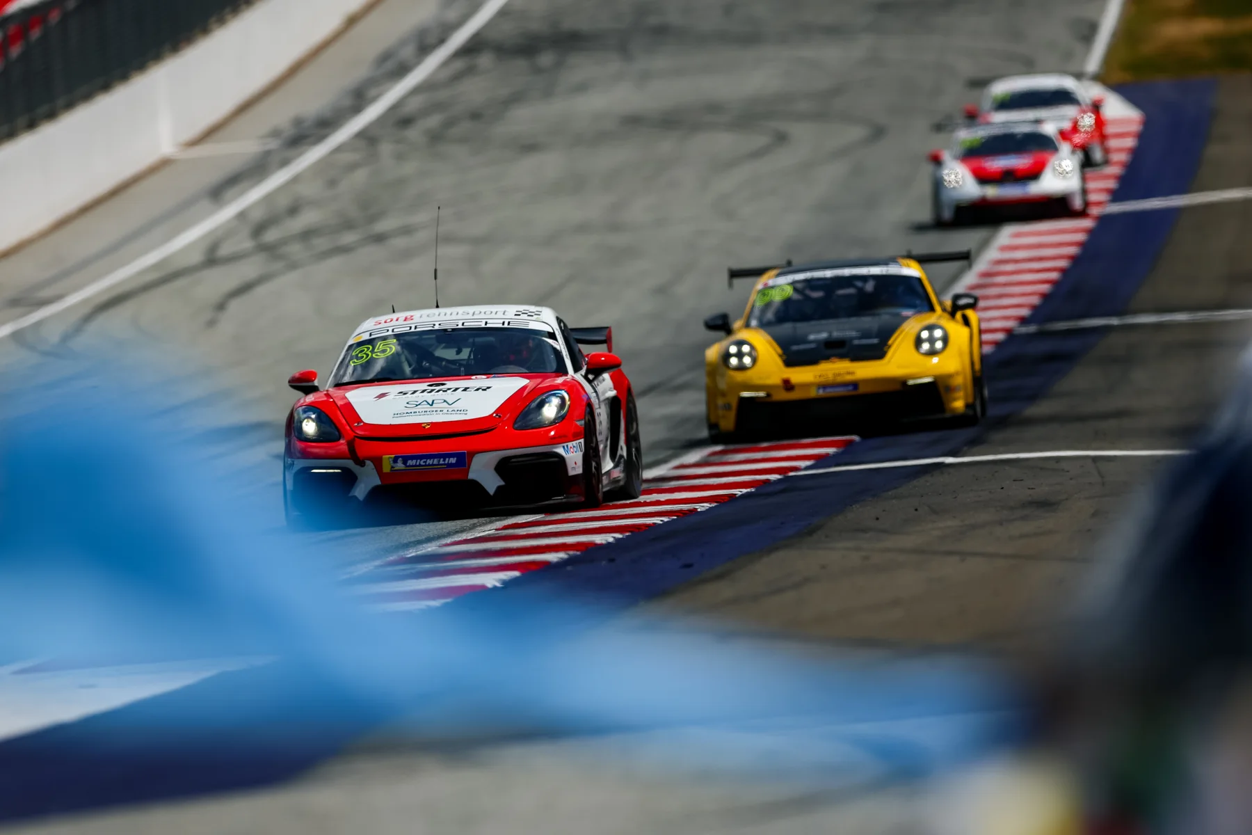 Porsche GT4 battle at Red Bull Ring